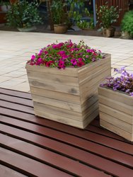2-Piece Acacia Square Planter Boxes With Liners