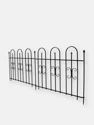 2-Piece Decorative Finial Garden Landscape Iron Border Fence - Black