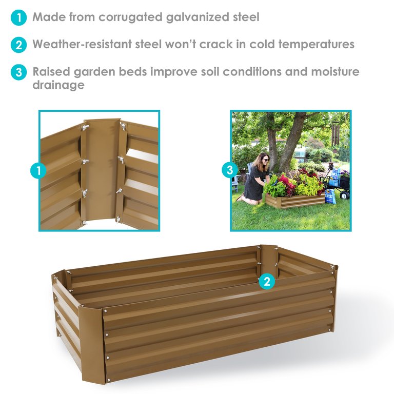 2 Piece Galvanized Steel Raised Garden Bed Elevated Planter Grow Kit 48"