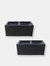 2-Section Polyrattan Rectangle Indoor Planters - Black