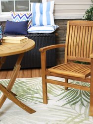 2 Solid Teak Wood Stackable Outdoor Dining Armchair