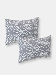 2 Square Outdoor Throw Pillow Covers - Grey