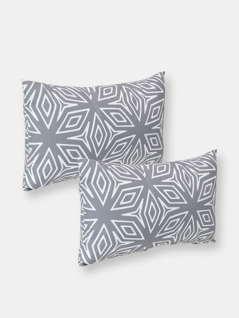 2 Square Outdoor Throw Pillow Covers - Grey