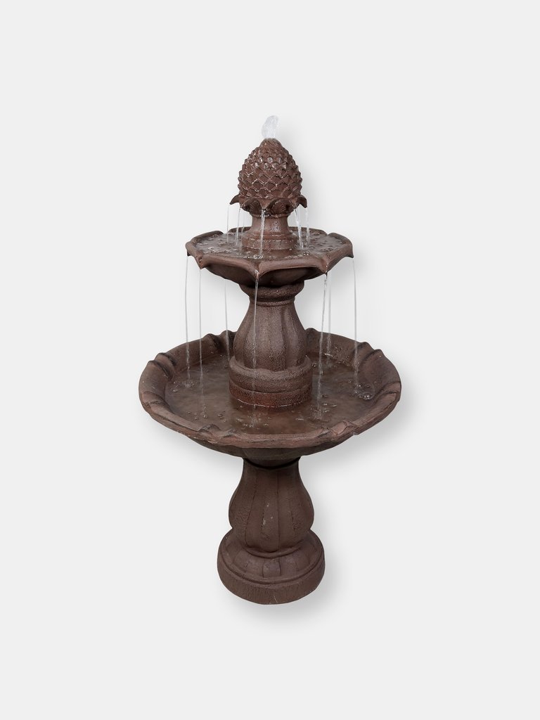 2-Tier Curved Plinth Outdoor Water Fountain - 38" - Brown
