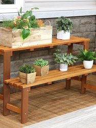 2-Tier Meranti Wood Outdoor Plant Stand