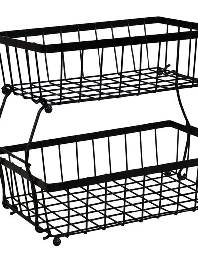 Sunnydaze Decor 2-Tier Metal Wire Collapsible Tabletop Storage Basket - Black product