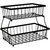 2-Tier Metal Wire Collapsible Tabletop Storage Basket - Black