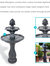 2-Tier Solar Power Outdoor Water Fountain with Battery 46" Pineapple Black