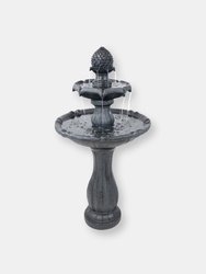 2-Tier Solar Power Outdoor Water Fountain with Battery 46" Pineapple Black - Black