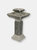 2-Tier Square Bird Bath Outdoor Water Fountain 25" Feature with LEDs - Grey