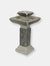 2-Tier Square Bird Bath Outdoor Water Fountain 25" Feature with LEDs - Grey