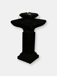 2-Tier Square Bird Bath Outdoor Water Fountain 25" Feature with LEDs