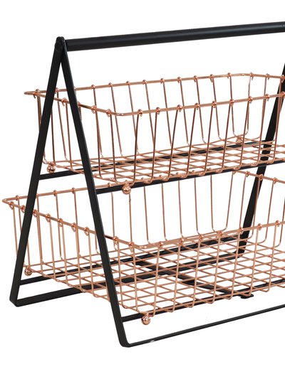 Sunnydaze Decor 2-Tier Wire Storage Basket With Handle For Countertop - Copper product