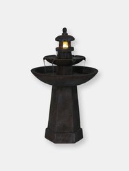 2-Tiered Pagoda Outdoor Water Fountain with LED Light