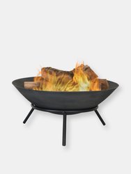 22" Fire Pit Cast Iron with Steel Finish Raised Portable Fire Bowl - Dark grey