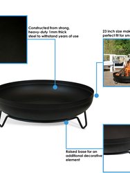 23" Fire Pit Steel with Black Finish Wood-Burning Fire Bowl with Stand