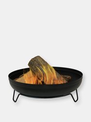 23" Fire Pit Steel with Black Finish Wood-Burning Fire Bowl with Stand - Black