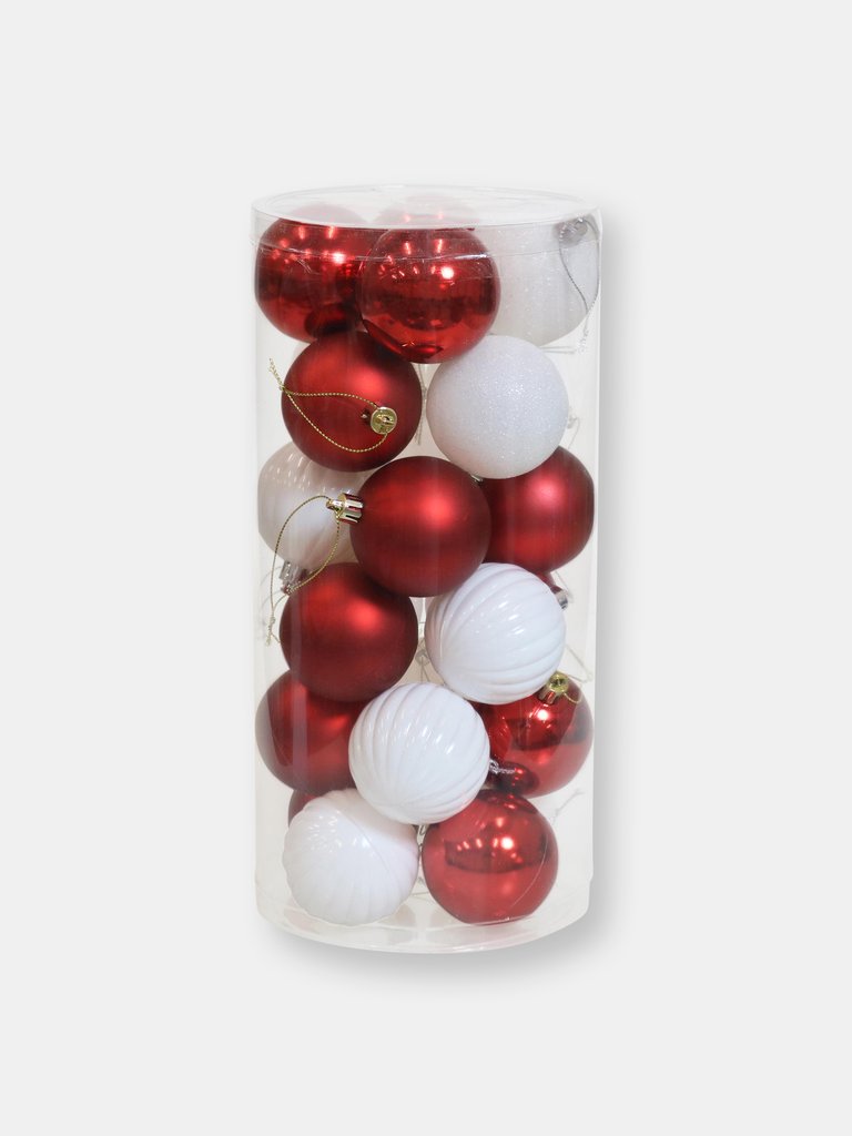 24 Pack Christmas Ornament Hanging Shatterproof Decor Holiday - White
