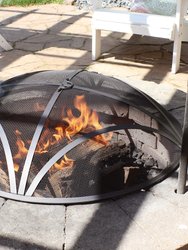 24" Round Black Steel Spark Screen Fire Pit Mesh Wood Burning Campfire Accessory