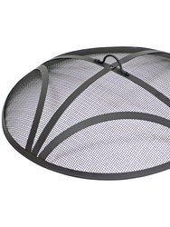 24" Round Black Steel Spark Screen Fire Pit Mesh Wood Burning Campfire Accessory - Black