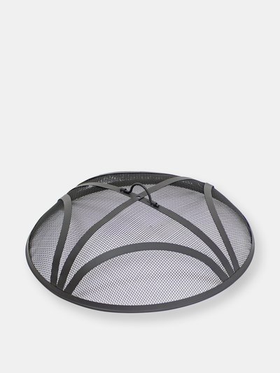 Sunnydaze Decor 24" Round Black Steel Spark Screen Fire Pit Mesh Wood Burning Campfire Accessory product