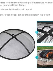 24" Round Heavy Duty Steel Spark Screen Fire Pit Mesh Wood Burning Accessory