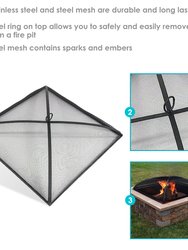 24" Square Heavy Duty Steel Spark Screen Fire Pit Mesh Wood Burning Accessory
