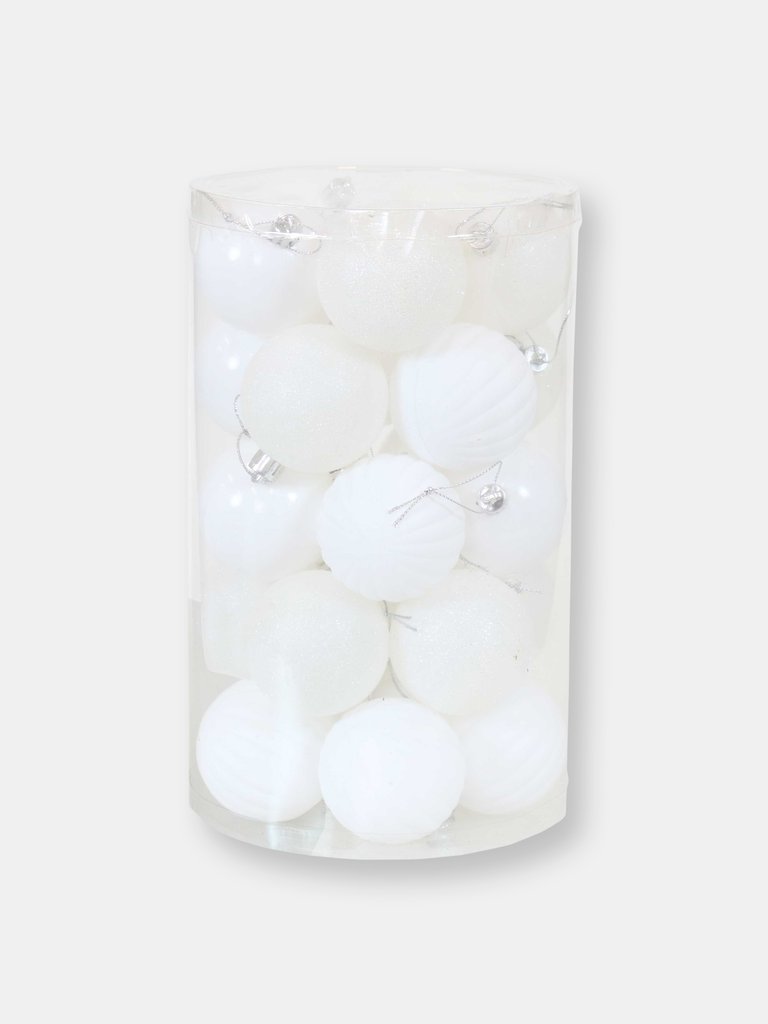25-Piece Shatterproof Christmas Ornaments - White