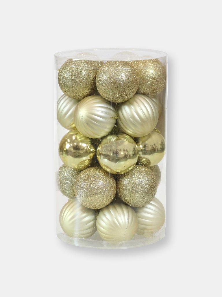 25-Piece Shatterproof Christmas Ornaments - Gold