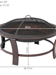 29-Inch Elevated Round Fire Pit Bowl with Stand Set