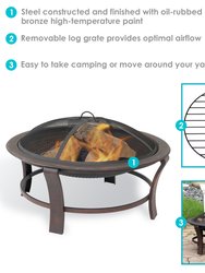 29-Inch Elevated Round Fire Pit Bowl with Stand Set