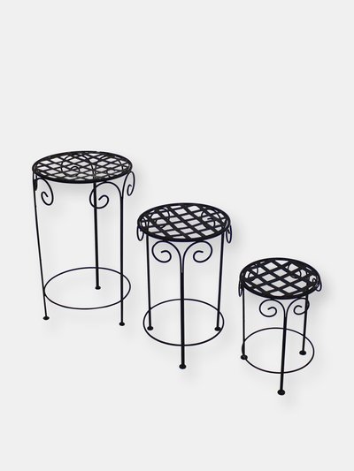 Sunnydaze Decor 3-Piece Metal Iron Plant Stand Set with Scroll Design product