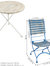 3-Piece Patio Bistro Furniture Set Wooden Folding Outdoor Table Blue Chairs