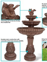 3-Tier Dove Pair Outdoor Water Fountain 43" Patio and Garden Feature