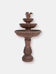 3-Tier Dove Pair Outdoor Water Fountain 43" Patio and Garden Feature - Brown