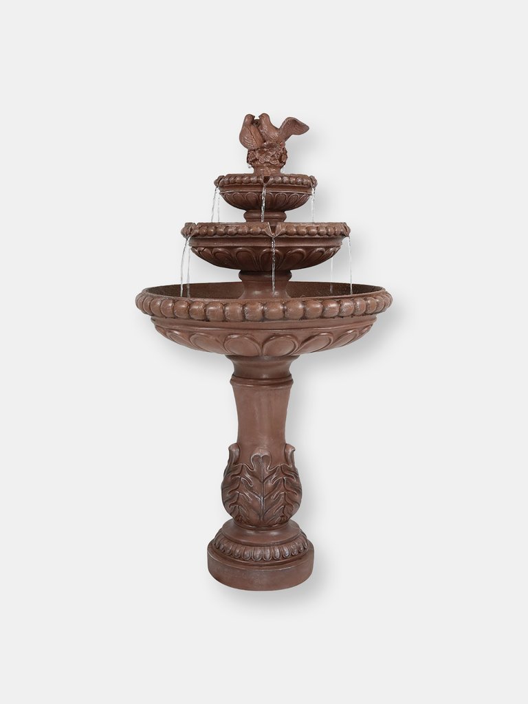 3-Tier Dove Pair Outdoor Water Fountain 43" Patio and Garden Feature - Brown