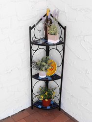 3-Tier Folding Mosaic Plant Stand Corner Flower Pot Shelf