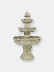 3-Tier Pineapple Outdoor Water Fountain White Finish Patio Feature - White