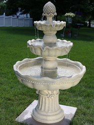 3-Tier Pineapple Outdoor Water Fountain White Finish Patio Feature