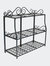 3-Tier Plant Stand Iron Metal Shelves with Decorative Scroll Edging - Black