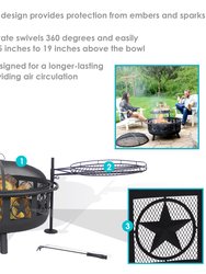 30" Fire Pit Black Steel All Star with Cooking Grate and Spark Screen