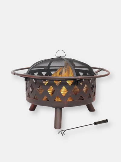 Sunnydaze Decor 30" Fire Pit Steel with Bronze Finish Crossweave with Spark Screen product
