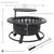 32.75" Arrow Motif Steel Fire Pit With Cooking Grate - Black