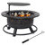 32.75" Arrow Motif Steel Fire Pit With Cooking Grate - Black