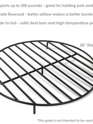 36" Fire Pit Firewood Grate Round Wood Burning Campfire Heavy Duty Accessory