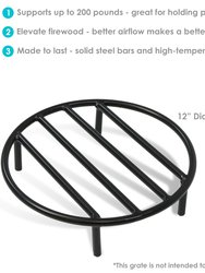 36" Fire Pit Firewood Grate Round Wood Burning Campfire Heavy Duty Accessory