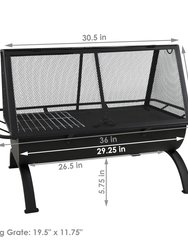 36" Fire Pit Steel Northland Grill with Spark Screen and Vinyl Cover