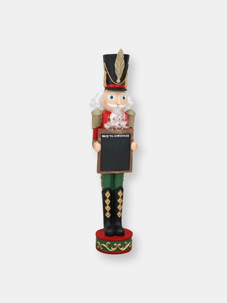 36" Polyresin Nutcracker Soldier Indoor Christmas Decoration and Chalkboard Sign - Red