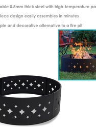 36" Round Black Steel Fire Pit Ring Diamond Cut