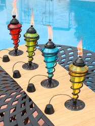4-Pack Tabletop Patio Torches Metal Swirl Multi-Colored Glass Outdoor Lawn Decor